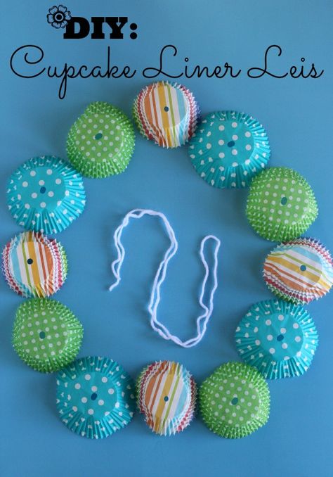 DIY Cupcake Liner Hawaiian Leis Luau Crafts, Cupcake Liner Crafts, Hawaiian Leis, Hawaiian Crafts, Diy Cupcake, Hawaiian Birthday Party, Hawaiian Birthday, Hawaiian Lei, Popular Crochet