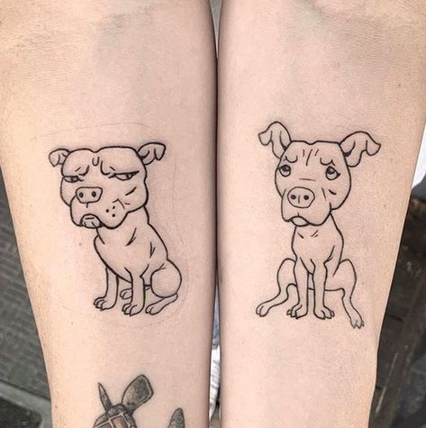 The 14 Coolest Pitbull Tattoo Design Ideas | PetPress Small Pitbull Tattoo, Staffie Tattoo, Minimal Dog Tattoo Pitbull, Dog Tattoos Pitbull, Pitbull Line Tattoo, Simple Pitbull Tattoo, Pitbull Outline Tattoo, Tattoo Ideas Pitbull, Staffy Tattoos