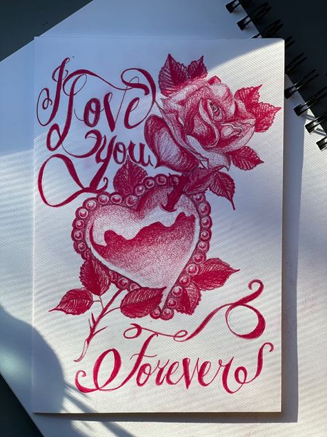 Cute Heart Drawings, Valentine Drawing, Drawings For Him, Heart Drawings, Easy Sketches, Organizator Grafic, Valentines Day Drawing, Chicano Lettering, Drawings For Boyfriend