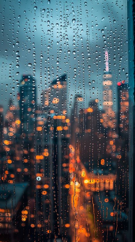 Rainy City View: A moody, rain-speckled window overlooks a glowing cityscape during a tranquil, blue-hour evening. #rainyday #cityscape #windows #raindrops #urbanlandscape #aiartwork #aiphotography #stockcake ⬇️ Download and 📝 Prompt 👉 https://stockcake.com/i/rainy-city-view_523353_1147922 Raining City Aesthetic, Aesthetic Rain Photos, Rainy City Wallpaper, Rainy Window Aesthetic, Rainy Day City, Raindrops On Window, Rainy Cityscape, Rainy Wallpaper, Rainy Window