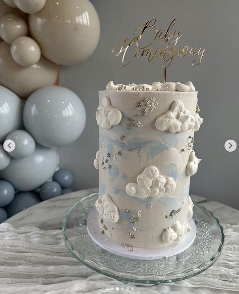 Cloud Theme Party Ideas, On Cloud 9 Cake Ideas, On Cloud 9 Baby Shower Theme Cake, Heaven Sent Cake Ideas, Cloud Nine Cake Ideas, Heaven Birthday Theme, Cloud Theme Baby Shower Cake, Cloud Nine Baby Shower Cake, On Cloud Nine Cookies