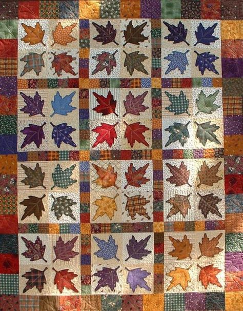 Autumn Leaves Quilt, Leaves Quilt, Fall Quilt Patterns, Fall Sewing, Batik Quilts, Miniature Quilts, Fall Quilts, Halloween Quilts, Scrappy Quilt