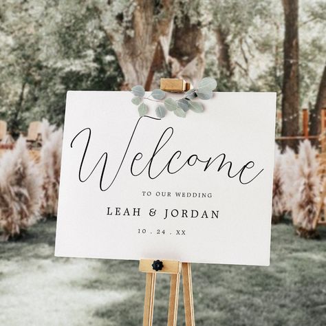 Modern Rustic Script Wedding Welcome Sign Minimalist Engagement Party, Wedding Signs Welcome, Typography Wedding, Simple Typography, Script Calligraphy, Wedding Posters, Engagement Party Decorations, Welcome To Our Wedding, Engagement Party Invitations