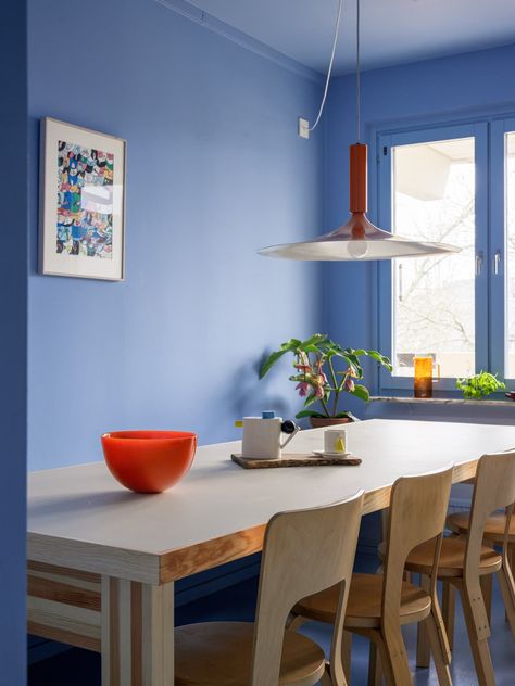 Primary Color Scheme, Family With Twins, Lilac Kitchen, Panel House, Stockholm Apartment, Large Bookshelves, Bright Apartment, Interior Design Color, Apartment Renovation