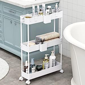 Laundry Room Narrow, Slim Storage Cart, Freestanding Bathroom Shelves, Slim Storage, Mobile Shelving, Rolling Utility Cart, Rolling Storage Cart, Small Bathroom Organization, Storage Trolley