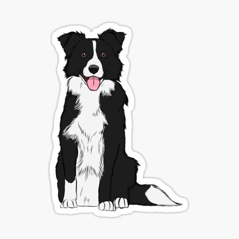 Drawing Borders, Border Collie Art, White Border Collie, 강아지 그림, Border Collie Dog, Collie Dog, Dog Stickers, Animal Stickers, Dog Drawing