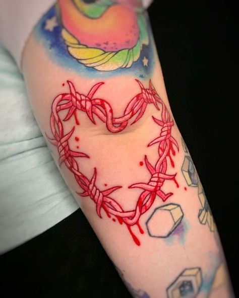 Barbed Wire Tattoo, Barbed Wire Heart, Wire Tattoo, Barbed Wire Tattoos, Bright Tattoos, Wire Heart, Barbed Wire, Deathly Hallows Tattoo, I Tattoo