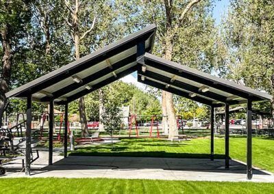 Steel Roof Design, Steel Pavilion, Metal Pavilion, Steel Structure House, Car Porch Design, Roof Truss Design, Metal Building Designs, Car Shed, Steel Carports