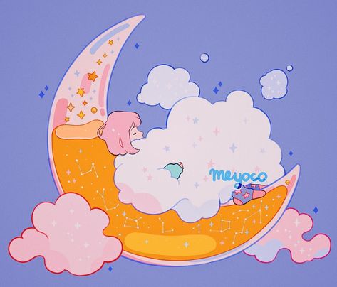 meyo 🌸 (@meyoco) • Instagram photos and videos Pink Desserts, Stars In The Sky, The Sky, The Moon, Moon, Orange, Stars, Twitter, Anime