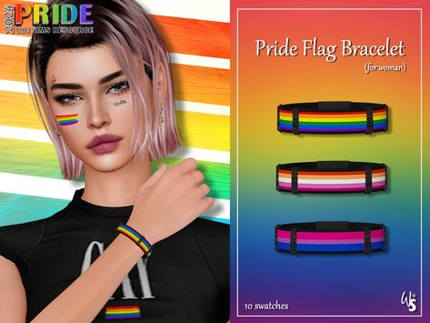 The Sims Resource - Pride Flag Bracelet for woman Pride Flag Bracelet, The Sims 4 Kids, Flag Bracelet, Pride Bracelet, Sims 4 Mods Clothes, Sims 1, Ts4 Cc, The Sims4, Sims Mods