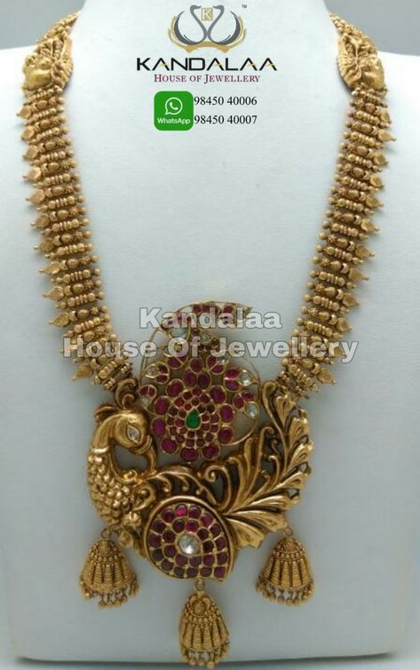 Big Pendant Necklace, Long Necklace Gold, Gold Dollar, 22 Carat Gold Jewellery, Gold Temple Jewellery, Gold Jewelry Outfits, Antique Gold Jewelry Indian, Modern Gold Jewelry, Peacock Pendant