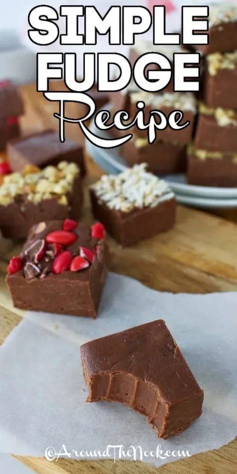 Simple Fudge Recipe, Chocolate Fudge Recipes Easy, Simple Fudge, 3 Ingredient Fudge Recipe, Sweet Tooth Craving, Nut Free Desserts, Milk Chocolate Fudge, Easy Chocolate Fudge, Fudge Flavors