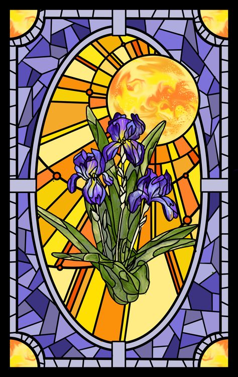 Stained Glass Art Illustration, Sky Stained Glass Window, Stained Glass Illustration Design, Stained Glass Sun Patterns, Stain Glass Window Drawing, Stained Glass Art Drawing, Stained Glass Window Drawing, Stained Glass Painting Canvas, Vitrage Window