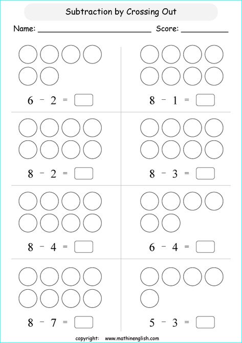 Subtraction Worksheets For Kindergarten With Crossing Out Subtraction Worksheets For Kindergarten, Subtraction Within 10, Worksheets For Kindergarten, 1st Grade Math Worksheets, Subtraction Worksheets, Addition Worksheets, Primary Maths, Activities Preschool, Interesting Topics