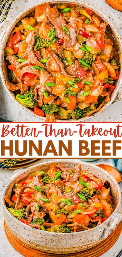 Better-Than-Takeout Hunan Beef - Averie Cooks Hunan Beef Recipe, Hunan Recipes, Hunan Beef, International Meals, Szechuan Beef, P F Chang, Beef And Veggies, Healthy Orange Chicken, Steak And Broccoli