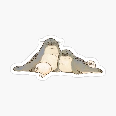 Get my art printed on awesome products. Support me at Redbubble #RBandME: https://www.redbubble.com/i/sticker/Ringed-Seal-Family-by-youmiichi/157177451.EJUG5?asc=u Sea Puppies, Cozy Drawing, Ringed Seal, Hugging Drawing, Water Creatures, Family Stickers, Happy Stickers, Baby Seal, Seal Sticker