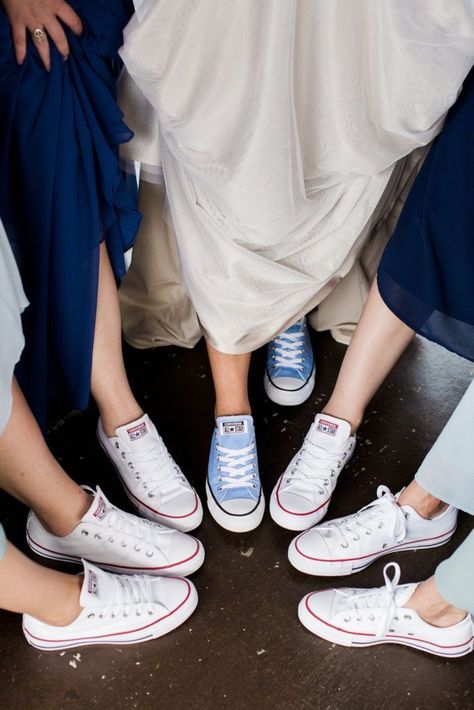 Bridal Party Converse, Bridesmaid Converse Shoes, Converse Wedding Party, Wedding Party Sneakers, Wedding Party Converse, Wedding With Converse, Matching Wedding Converse, Converse Wedding Shoes Bride, Wedding Dress With Converse