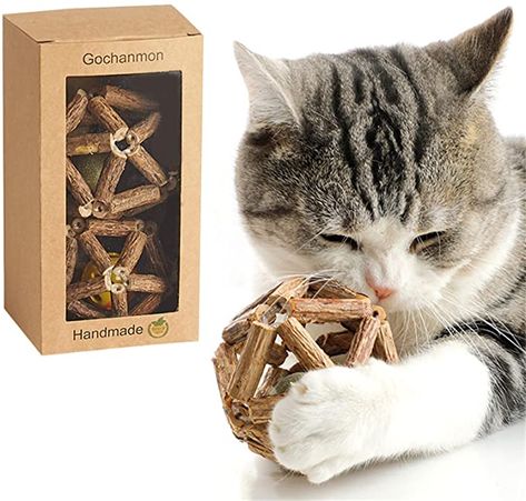 AmazonSmile : Gochanmon Catnip Toys-2Psc Natural Silvervine Stick Catnip Ball&Bell Ball-Cat Toys for Indoor Cats- Cleaning Teeth Molar Tools Matatabi Cat Chew Toy-Kitten Toys : Pet Supplies Catnip Mouse, Cat Exercise, Cat Cleaning, Cat Essentials, Cat Ball, Kitten Toys, Interactive Cat Toys, Cat Help, Catnip Toys