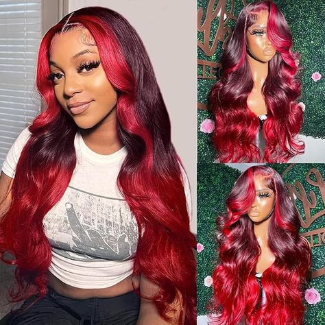 Skunk Stripe, Ombre Lace Front, Glueless Wigs, Lace Front Wigs Human Hair, 100 Human Hair Wigs, Women's Wigs, Red Wigs, Human Virgin Hair, Wigs Human Hair