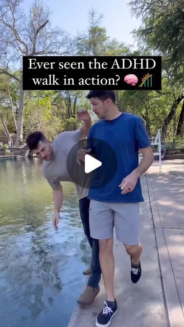 Jenn Doiron on Instagram: "“Walking straight is overrated… unless you like bushes and lakes 🌊🌲”

ADHD is often associated with difficulties in maintaining attention, hyperactivity, and impulsiveness, but it can also affect motor coordination and balance.

People with ADHD might have walking patterns that reflect their symptoms. Here are a few types you might notice:

1. **Zigzag Walk**: Constantly changing direction as if navigating an invisible obstacle course.
2. **Stop-and-Go Walk**: Frequent starts and stops, often distracted by things along the way.
3. **Wandering Walk**: Meandering without a clear path, much like a dog sniffing every tree in the park.
4. **Fast-Paced Walk**: Speedy and sometimes erratic, as if they’re trying to outrun their own thoughts.
5. **Hyperactive Walk**: Lo Dog Sniffing, Motor Coordination, Lost In Thought, People Videos, Obstacle Course, Fast Paced, Funny Gif, Walking, Lake