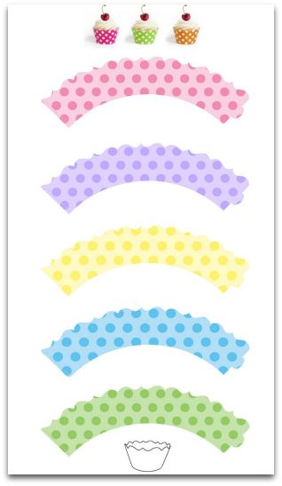 polka dot cupcake wrappers Cupcake Sleeve Wraps, Cupcake Wrappers Template, Cupcake Wrappers Printable, Polka Dot Cupcakes, Moldes Para Baby Shower, Owl Printables, Cupcake Wraps, Make Tutorial, Miniature Printables