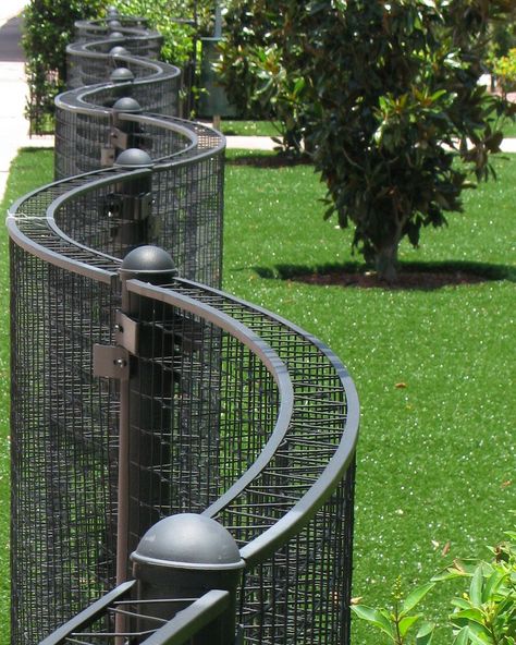 Front Yard Hedges, Gabion Design, Gabion Fence, Gabion Wall, Living Fence, Privacy Fence Designs, Garden Vines, Backyard Privacy, Front Yard Fence