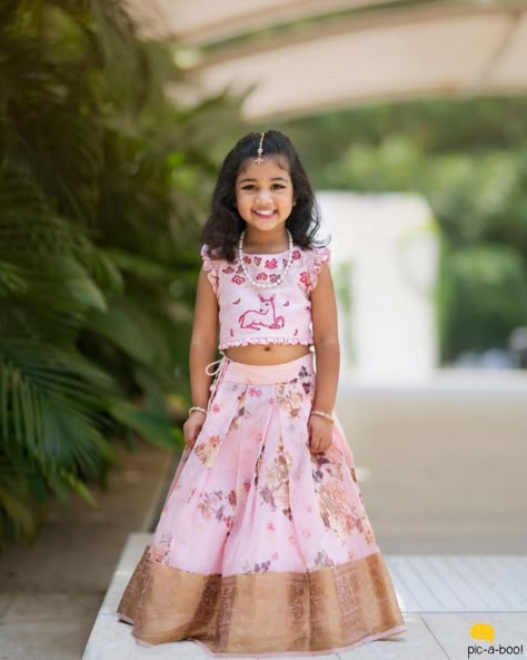 Half Saree Function Kids, Allu Sneha Reddy, Crop Top Designs Latest, Allu Arha, Top Designs Latest, Indian Dresses For Kids, Saree Function, Kids Lehenga Choli, Half Saree Function