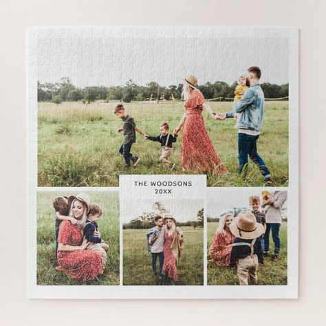 Custom Family Photo Collage Jigsaw Puzzle  Zazzle Lisa Family, Cousin Photos, Funny Photoshoot Ideas, Spring Family Pictures, Boho Photoshoot, Fam Photos, Family Portrait Outfits, Family Photo Colors, Fam Pics