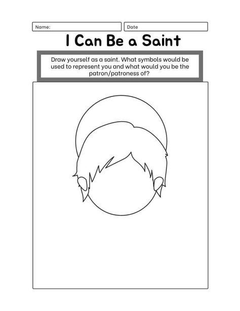 Catholic Worksheets For Kids, All Saints Day Preschool, Catechism Crafts, Kindergarten Sunday School, Catholic Kids Activities, Saint Coloring, Halloween Kindergarten, Christian Activities, Catholic Education