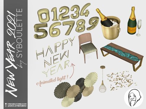 New Year 2021 Set – S4CC Sims 4 Cc New Years Eve Decor, Sims 4 New Years Eve Cc, Sims 4 New Years Cc, Sims 4 New Year Cc, Sims 4 Holiday Cc, Happy New Year Signs, Easy Homemade Christmas Gifts, The Sims 4 Lots, Christmas City