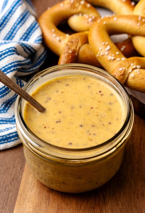 Dijon Honey Mustard Sauce, Mustard Dipping Sauce For Sausage, Spicy Sausage Dip, Homemade Honey Mustard Sauce, June Recipes, Spicy Mayo Sauce, Pickled Sweet Peppers, Dip For Veggies, Soul Recipes