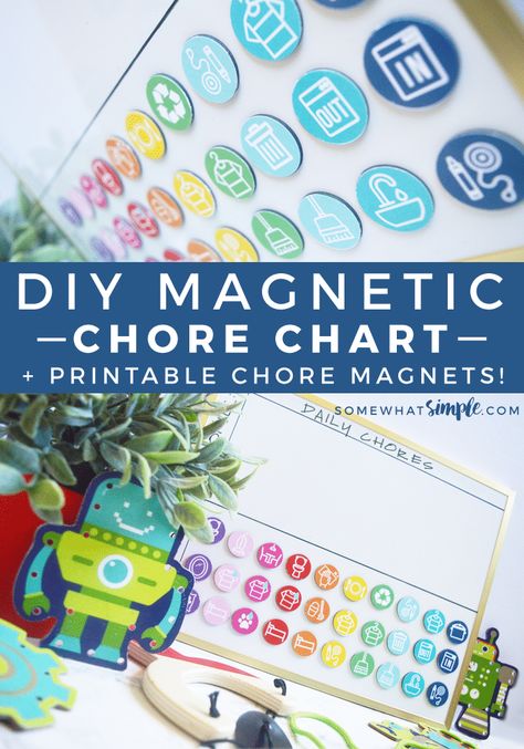 DIY Magnetic Chore Chart | Printable Chore Magnets | This easy tutorial will show you how to make a darling Magnetic Kids Chore Charts in a snap! School Organization For Teens, Chore Magnets, Free Printable Chore Charts, Magnetic Chore Chart, Chore Cards, Chore Board, Kid Responsibility, Magnetic Boards, Printable Chore Chart