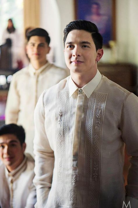 Barong Tagalog Outfit Men, Barong Tagalog For Groom, Barong Tagalog Wedding, Barong Wedding, Modern Barong, Alden Richards, Barong Tagalog, Nikah Dress, Wedding Motifs