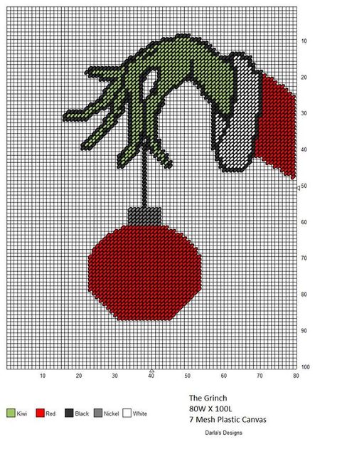 THE GRINCH WALL HANGING by DARLA'S DESIGNS Chart Crochet, Needlepoint Ideas, Stitch Stuff, Crochet Charts, Graph Patterns, Xmas Cross Stitch, Winter Cross Stitch, Cross Stitch Christmas Ornaments, C2c Crochet