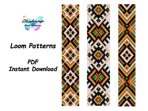 Loom bracelet pattern set Miyuki patterns Loom patterns Beading pattern Beadweaving bracelet Loom stitch pattern Beadwork jewelry design by OksAnnaBeadPatterns on Etsy Bead Loom Projects, Bead Graph Paper, Bracelet Loom, Beadwork Jewelry, Weaving Loom Diy, Bead Loom Designs, Loom Bracelet Patterns, Loom Bracelet, Loom Pattern