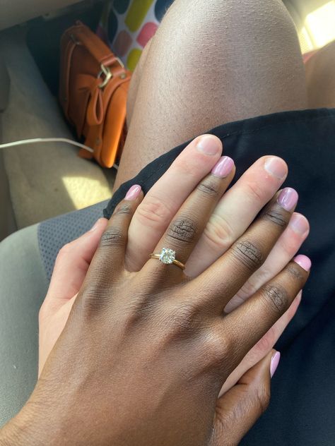 Gold Engagement Ring Black Woman, Engagement Rings Black Women, Wedding Ring Black Women Hand, Engagement Aesthetic Black Couple, Engaged Black Woman Hand, Interracial Couple Engagement, Courthouse Wedding Photos, Learn Photo Editing, Bwwm Couples