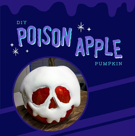 Evil Queen Pumpkin, Diy Poison Apple, Poison Apple Pumpkin, Apple From Snow White, Diy Pumpkins Painting, Creative Pumpkin Painting, Diy Apple, Apple Pumpkin, Disney Pumpkin