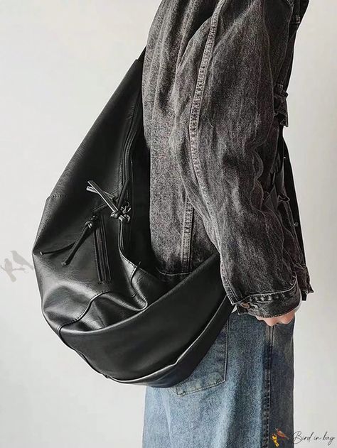 Bird in Bag - Timeless Solid Color Shoulder Bag, Perfect Casual Companion Men's Leather Shoulder Bag, Large Cross Body Bag, Laptop Bags For Men Style, Man Bags Shoulder For Men, Men’s Bags, Bags For Men Casual, Cross Body Bag Men, Crossbody Bag Men, Riding Bag