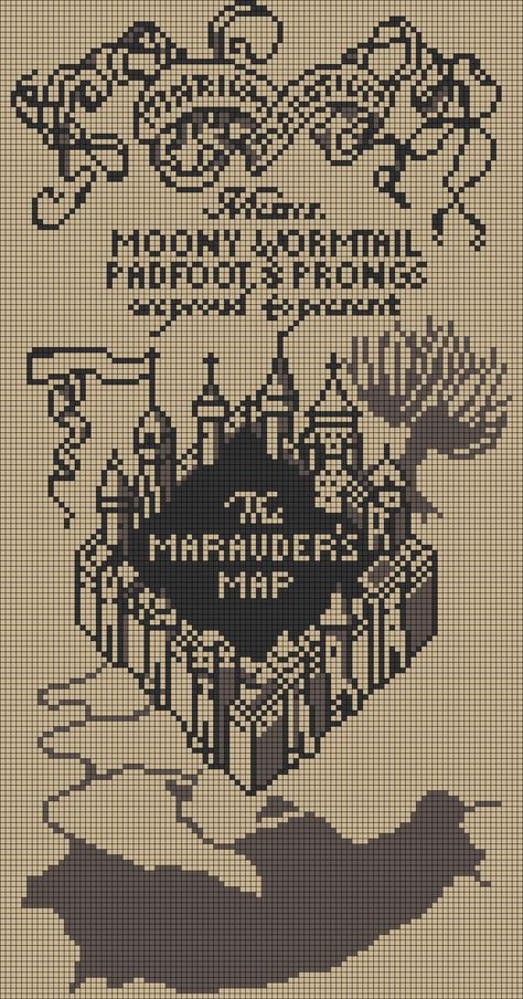 Alpha pattern #76813 | BraceletBook Marauders Map Crochet Pattern, Hogwarts Pixel Art, Harry Potter Tapestry Crochet, Marauders Cross Stitch, Harry Potter Cross Stitch Pattern Free, Marauders Map Crochet Blanket, Harry Potter Mosaic Crochet, Pixel Art Pattern Harry Potter, Free Harry Potter Cross Stitch Patterns