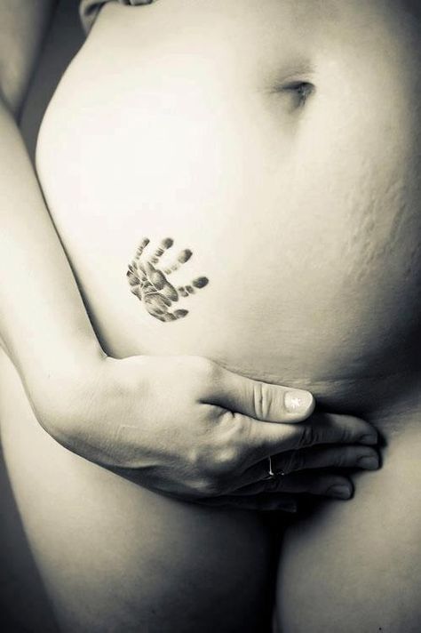 Baby Handprint Tattoo, Baby Hand Print Tattoo, Handprint Tattoo, Hand Print Tattoos, Tummy Tattoo, Luna Tattoo, Baby Handprint, Cute Little Tattoos, Human Canvas