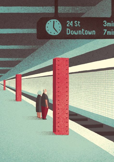 Davide Bonazzi, Graphisches Design, Design Websites, Blender 3d, Illustrations And Posters, Editorial Illustration, The Train, Cute Illustration, Train Station