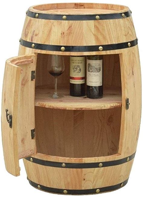 Tonneau Bar, Wooden Wine Cabinet, Barrel Crafts, Minimalist Wood Furniture, Wine Barrel Crafts, Wine Barrel Bar, Whiskey Barrel Furniture, Barrel Projects, Cabinet Decoration