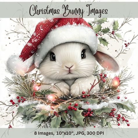 Christmas Bunny Images Bunny Rabbit Christmas Art Digital Downloads Printable Art Card Making Paper Making Collage Paper Crafts Bunny Christmas Tree, Bunny Paintings, Rabbit Printable, Christmas Rabbit, Rabbit Christmas, Making Collage, Bunny Images, Christmas Bunny, Amazing Animal Pictures