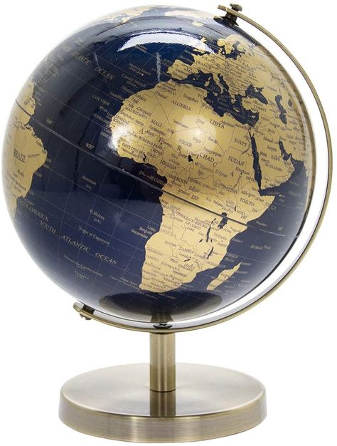 Navy And Gold Office, Uk Navy, Rotating Globe, Gold Office Decor, Blue Color Combinations, Gold Globe, World Map Decor, Gold Rooms, Gold Office