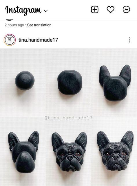 Tortoise Clay Model, Polymer Clay Chihuahua, Polymer Clay Pug, Clay Animal Faces, Clay Bulldog, Fimo Dog, Clay French Bulldog, Clay Dog Easy, Polymer Clay Dogs