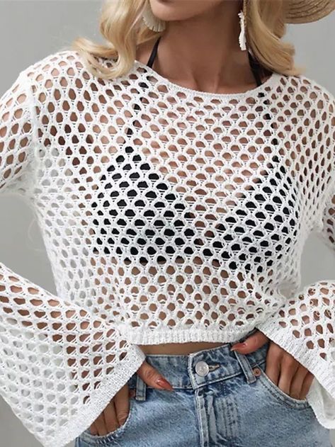 Maglia Fair Isle, Crochet Top Outfit, Gilet Crochet, Crochet Crop Top Pattern, Mode Crochet, Crochet Ladies Tops, Crochet Tops Free Patterns, Crochet Clothes For Women, Crochet Summer Tops