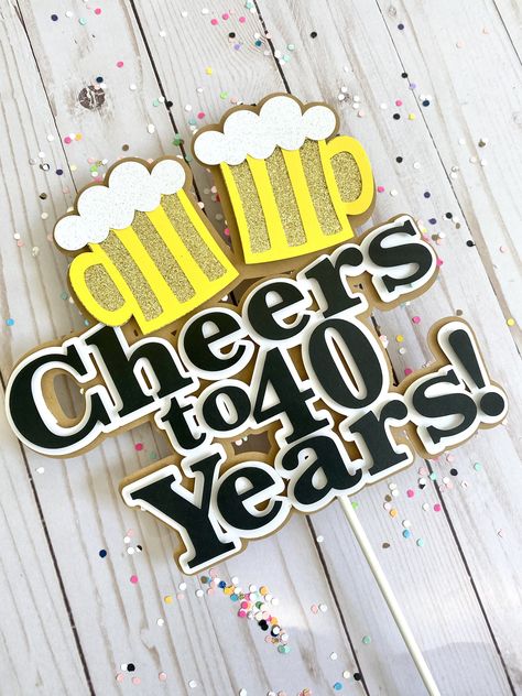 Cheers To 40 Years Cake, 40th Birthday Party Men, Cheers And Beers To 40 Years, 40th Birthday Themes, Beer Birthday Party, Cheers To 40 Years, 40th Birthday Banner, 40th Birthday Balloons, 40th Birthday Men