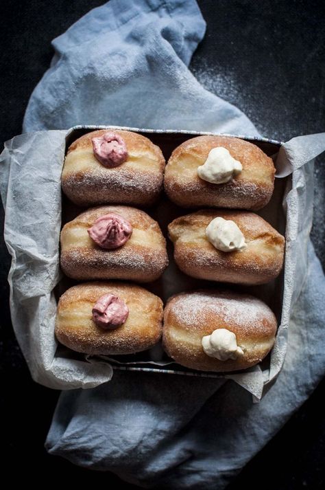 The Softest Sourdough Doughnuts - with strawberry and apple pie cream – upgraded version : mydailysourdoughbread Sourdough Doughnut Recipe, Homemade Donuts, Doughnut Recipe, Delicious Donuts, Sourdough Recipes, Donut Recipes, Popular Recipes, Apple Pie, Sweet Recipes