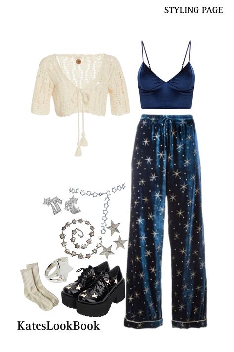 Star Witch Aesthetic Outfit, Preppy Witch Outfit, Soft Witch Outfit, Indigo Outfit Aesthetic, Witchy Pants Outfit, Yule Outfit Pagan, Witch Fall Outfit, Whimsigothic Outfits Pants, Witch Outfit Summer