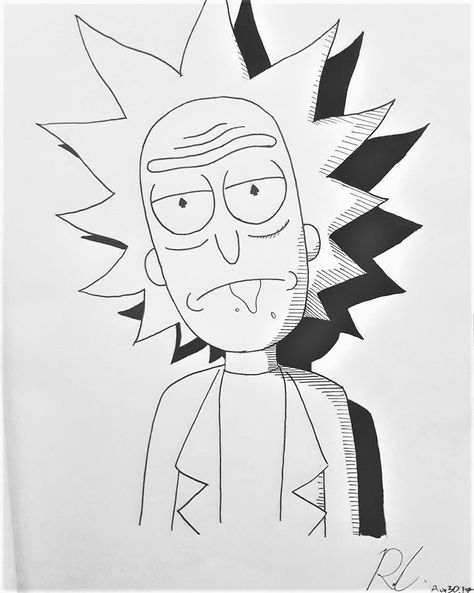 ArtStation - Rick Sanchez , Ron C. Rick And Morty Tattoo, Rick And Morty Drawing, Tattoo Placements, Desen Realist, Rick Sanchez, White Drawing, Hur Man Målar, Desenho Tattoo, Graffiti Drawing